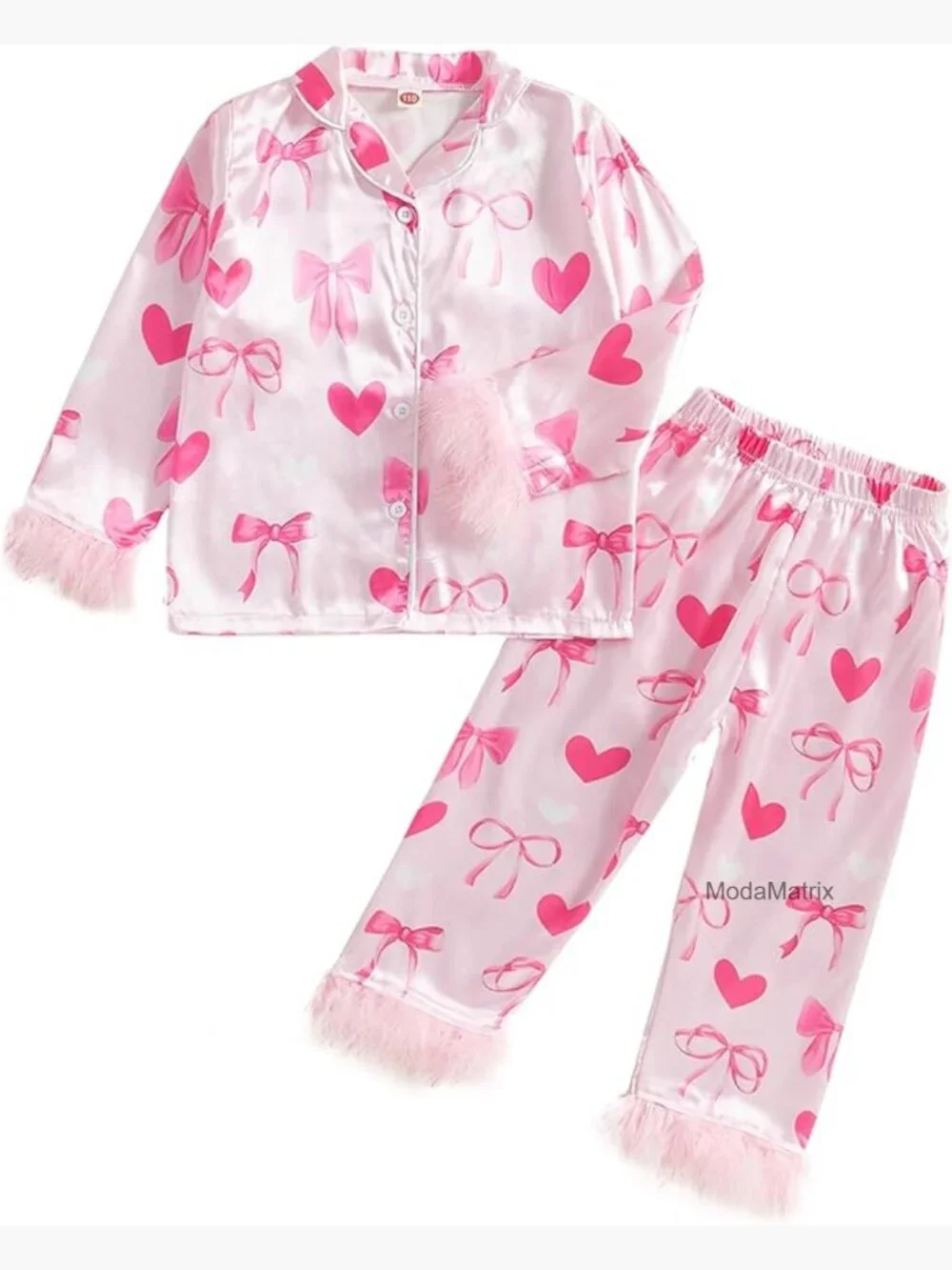 Toddler Girls' Satin Pajama Set - 2 Piece Long Sleeve Button Down Top & Pants